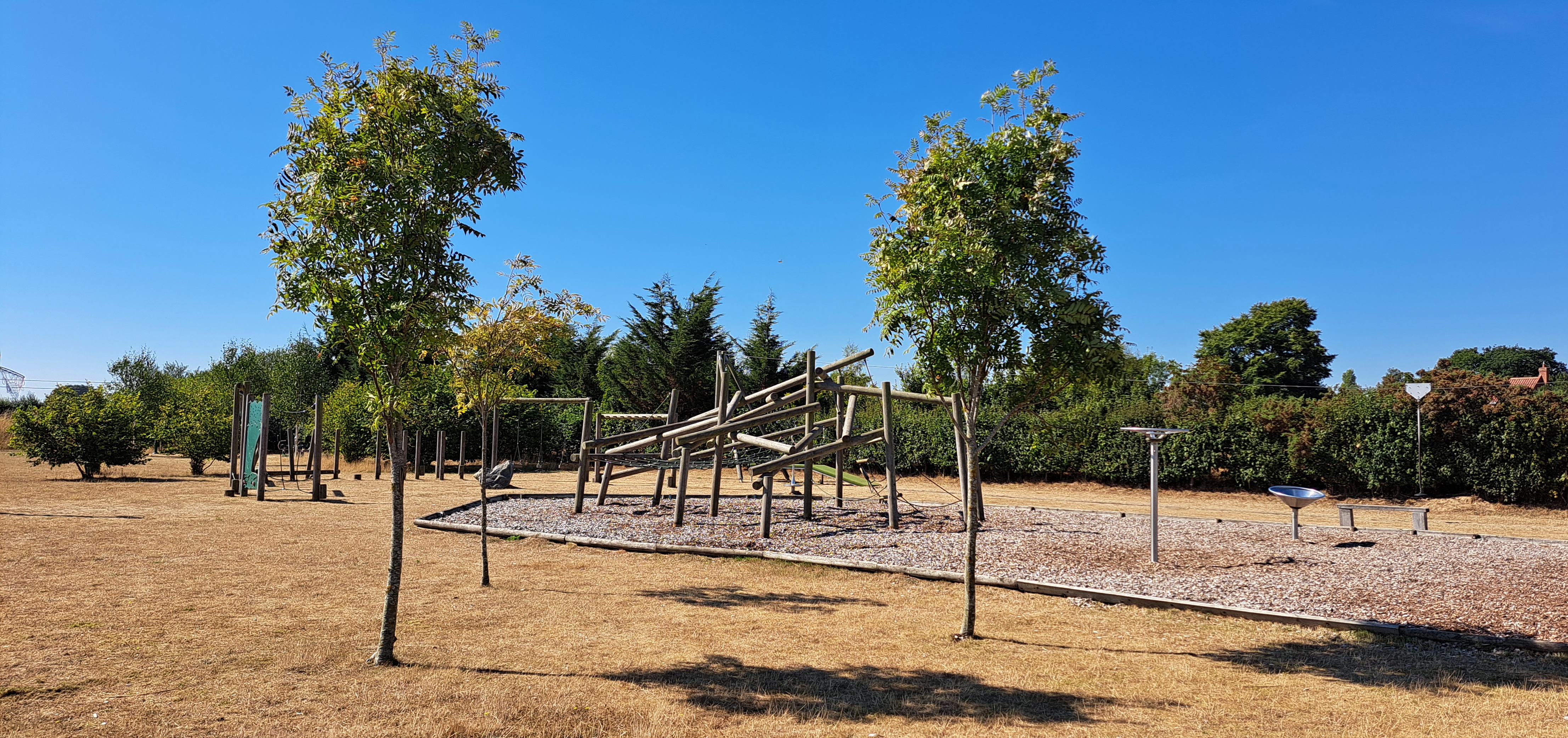 August 2022. Parched earth and climbing frame