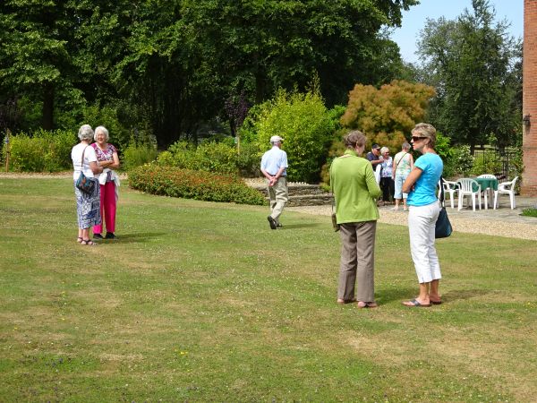 Lawn with group members.