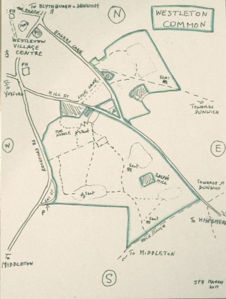 Sketch map of Westleton Common.