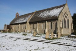 St Peter's Church, Westleton, snow scene.